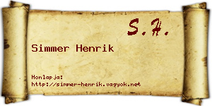 Simmer Henrik névjegykártya